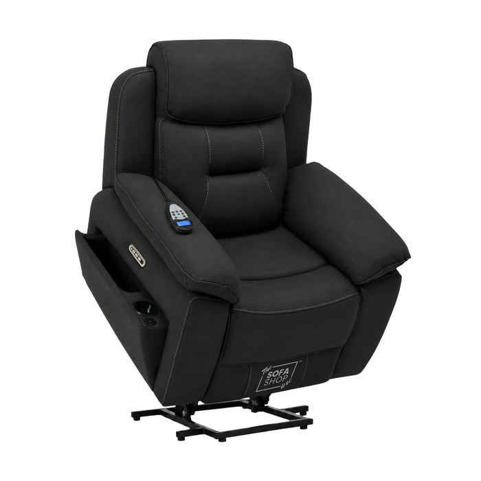 Electric Riser Recliner Chair in Charcoal Grey Fabric | Dual Motor Rise & Recline Armchair with Massage, Heat & Power Headrest | Mobility Chair for Elderly | Florence | The Sofa Shop