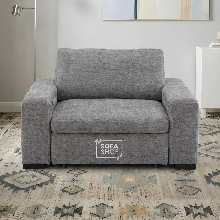 Power Sliding Sofa & Sofa Bed In One | 1 Seater Electric Extendable Chair | USB+C Charging & Grey Chenille Fabric | Home Cinema Seating | Palma | The Sofa Shop