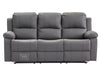 3 Seater Recliner Sofa in Grey Leather with Drop-Down Table & Cup Holders - Trento