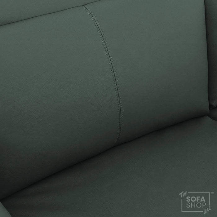 Real Leather Electric Recliner Chair In Green | Hi-Tech Chair with Massage, Power Headrest + USB Charging Ports | Turin