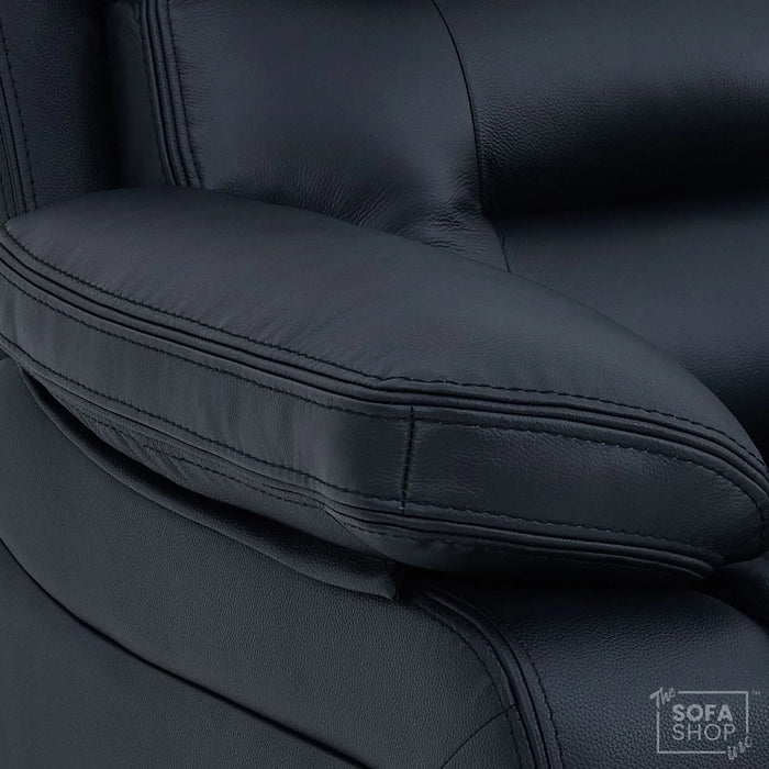 1 Seater Cinema Chair in Black Genuine Leather | Hi-Tech Cinema Chair with Power Recline + Power Headrest + Vibration Massage + Heated Lumbar+ Power Grommet | Sicily | The Sofa Shop