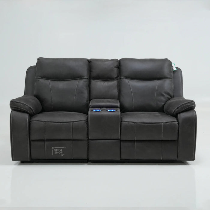2 Seater Electric Recliner With Massage & Bluetooth | Scratch Mark | Vinson Grey Fabric | Ex-Display