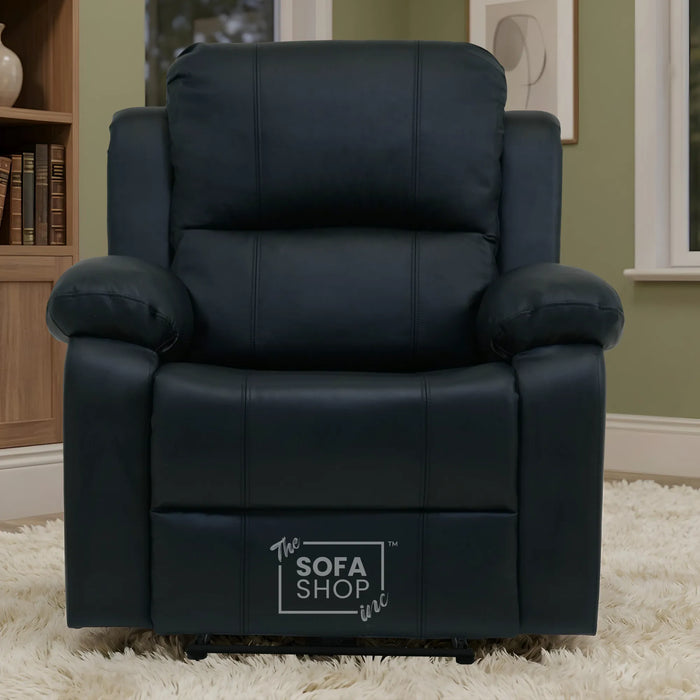 1 Seater Black Real Leather Electric Recliner Armchair | Smooth Power Recliner Mechanism & High-Speed USB-C | Trento | The Sofa Shop