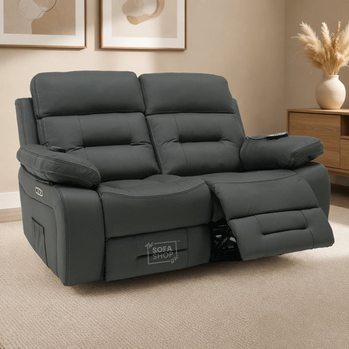 2 Seater Smart Recliner With Massage, Heated Lumbar | Electric Sofa With Power Headrest + USB+C | Sicily | Sample 25 | The Sofa Shop