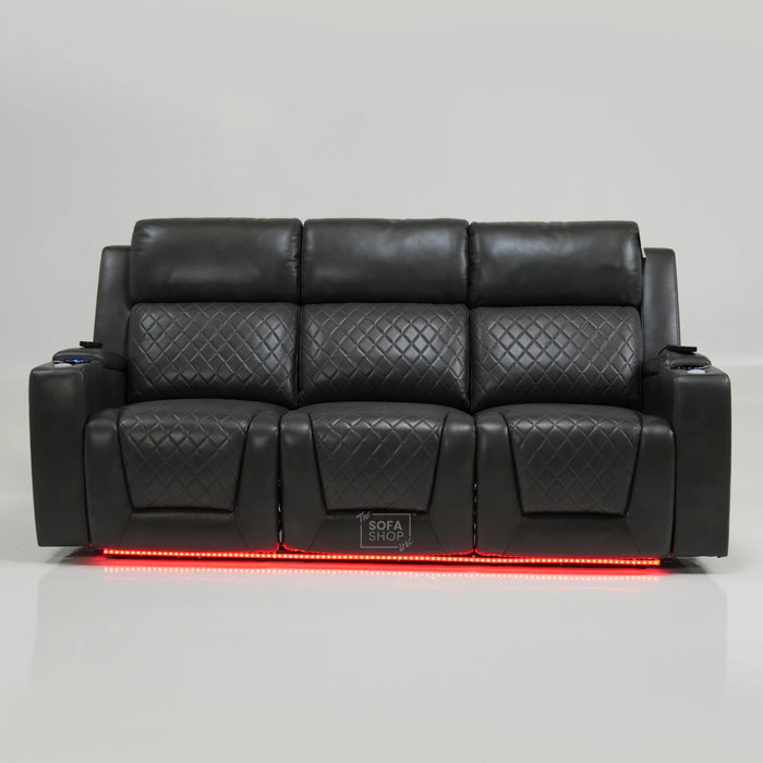 3 Seater Electric Recliner Sofa With Massage, Cooling Cups & USB | Small Scuffs on LHF & RHF | Venice | Second Hand Sofa SS08
