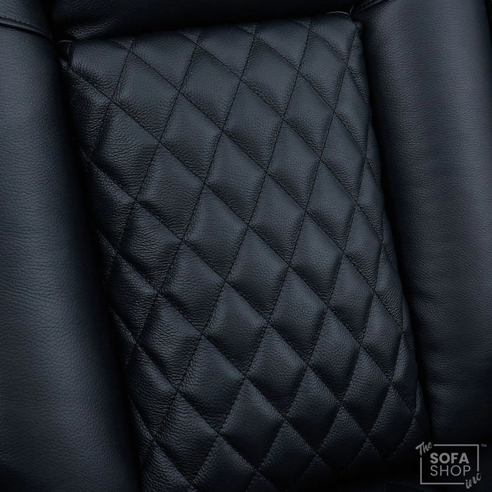 Black Real Leather 2 Seater Electric Recliner Cinema Sofa | Power Headrest, Speakers, Console, Wireless Charging & Cooling Cup Holders | Milano | The Sofa Shop