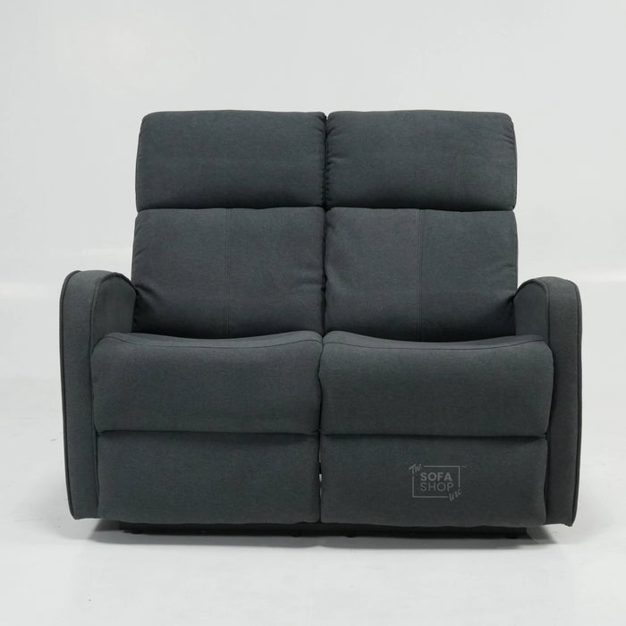 2 Seater Manual Fabric Sofa in Dark Grey | Fully Reclining Seats With Ripped Backrest | Parma | Second Hand Sofa 08