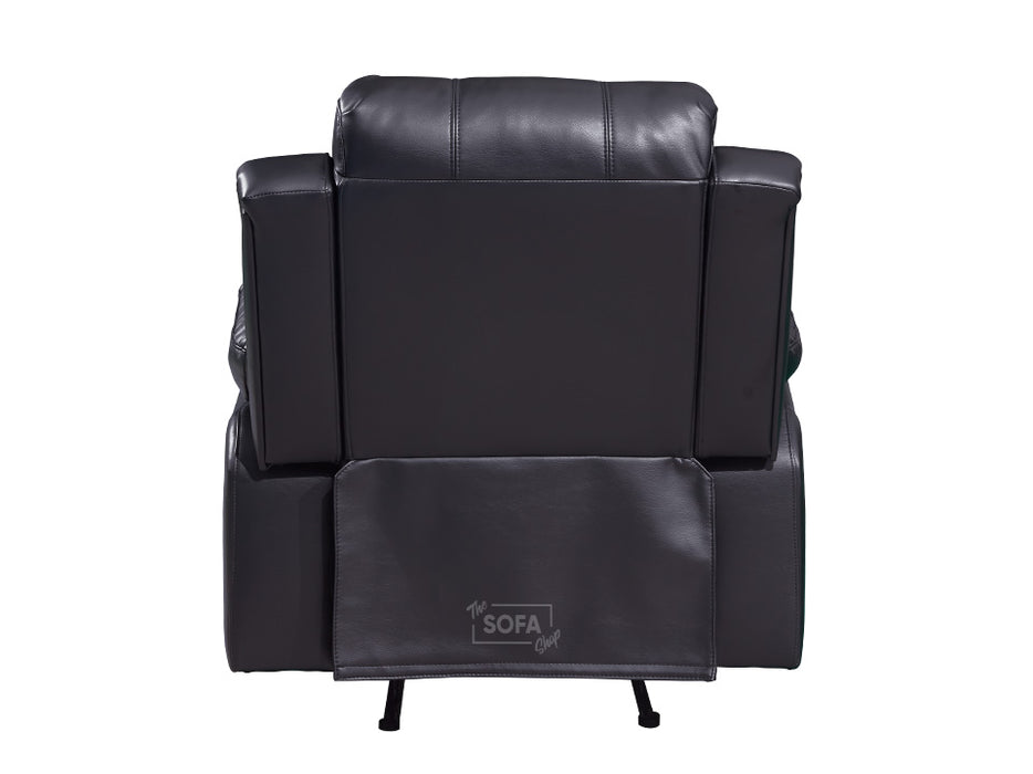 1+1 Set of Sofa Chairs. 2 Recliner Chairs in Black Leather - Trento