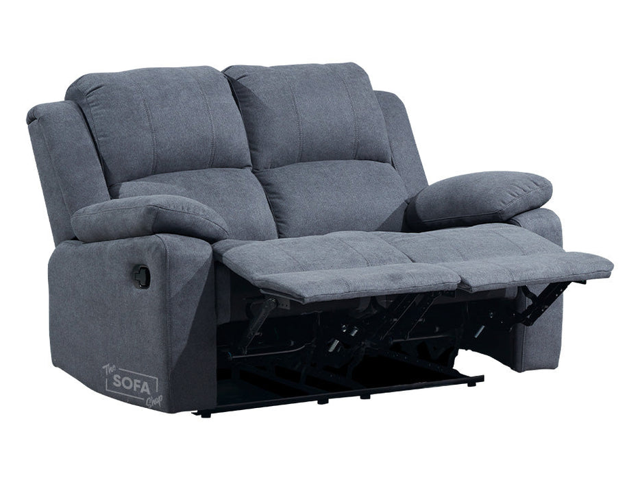 3 Piece Sofa Set - Recliner Sofa - 3+2+2 Seat Sofa Suite Package in Dark Grey Fabric with Folding Table & Cupholders - Trento
