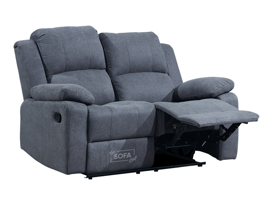 3 2 Recliner Sofa Set. 2 Piece Recliner Sofa Package Suite in Dark Grey Fabric with Drop-Down Table & Drink Holders- Trento