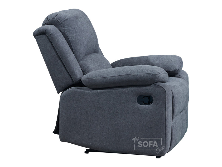 1+1 Set of Sofa Chairs. 2 Recliner Chairs in Dark Grey Fabric - Trento