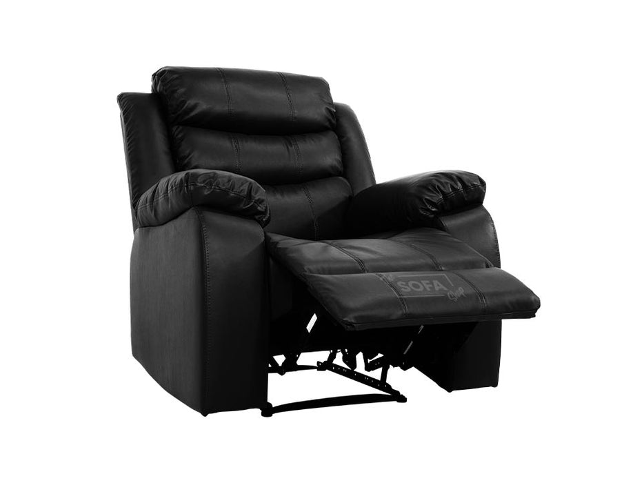 Reclined Sorrento Black Leather Chair - Recliner Sofa | The Sofa Shop
