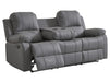 3 Seater Recliner Sofa in Grey Leather with Drop-Down Table & Cup Holders - Trento