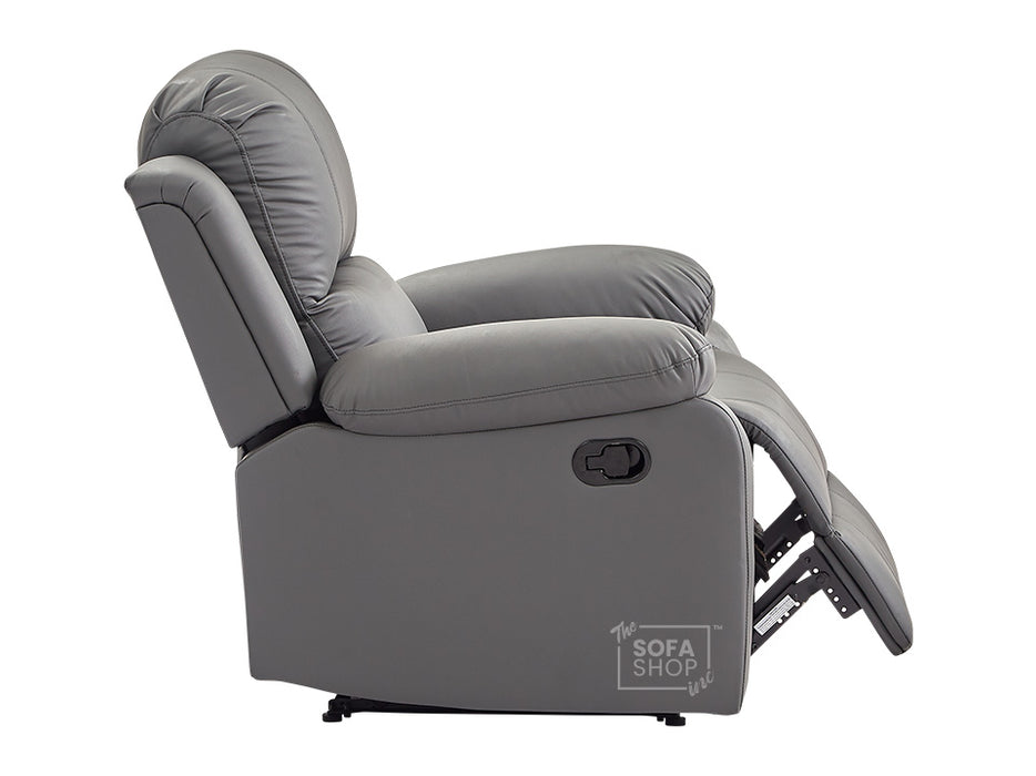 Grey Leather Recliner Chair - Trento