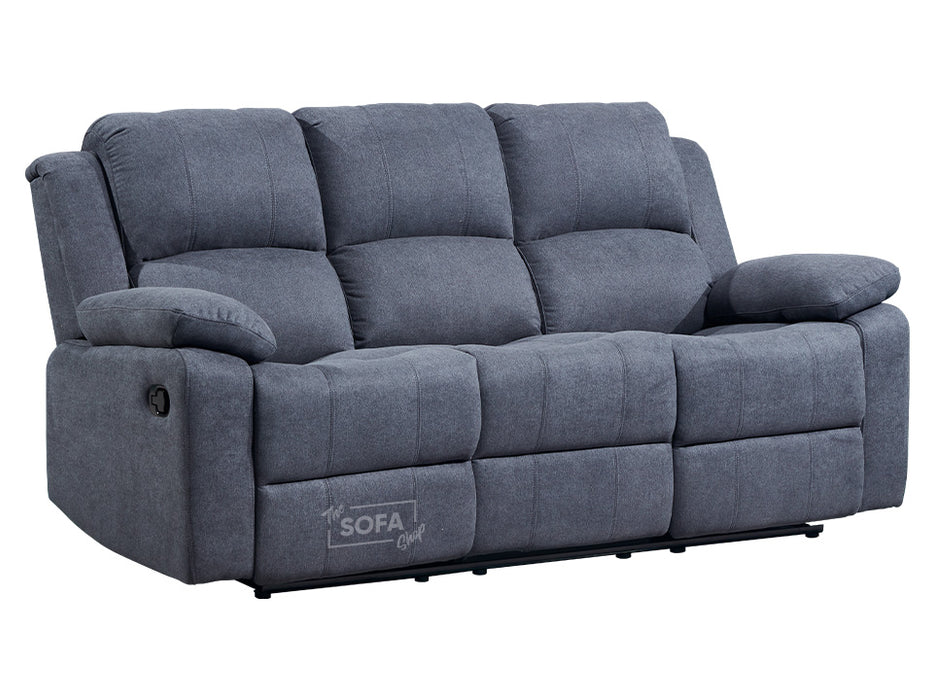 3+3 Fabric Sofa Set & Recliner Sofa Package in Dark Grey With Drop-Down Table & Cup Holders -Trento