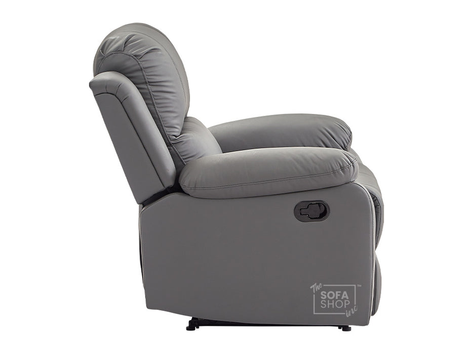 Grey Leather Recliner Chair - Trento