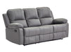 3+1 Recliner Sofa Set inc. Chair in Grey Leather with Drop-Down Table & Cup Holders - 2 Piece Trento Sofa Set