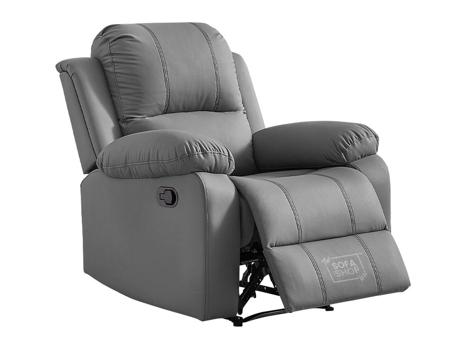 Grey Leather Recliner Chair - Trento