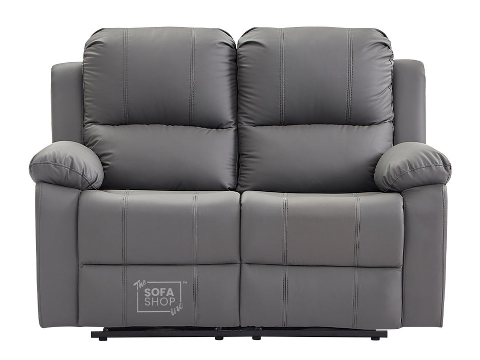 3 2 1 Recliner Sofa Set. 3 Piece Recliner Sofa Package Suite in Grey Leather with Drop-Down Table & Drink Holders- Trento