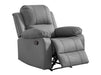 3+1 Recliner Sofa Set inc. Chair in Grey Leather with Drop-Down Table & Cup Holders - 2 Piece Trento Sofa Set