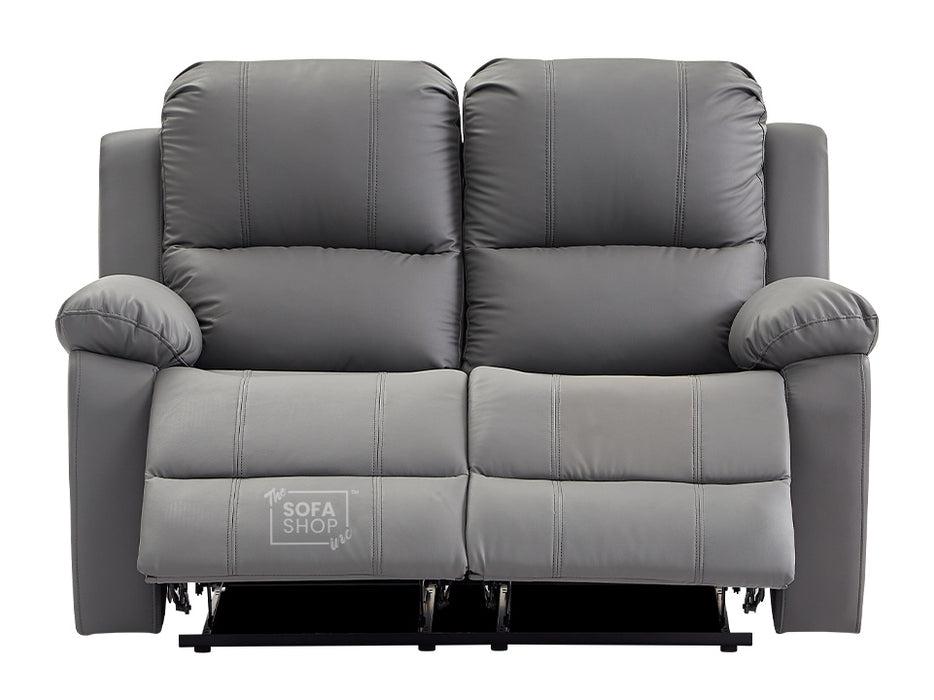 3 2 1 Recliner Sofa Set. 3 Piece Recliner Sofa Package Suite in Grey Leather with Drop-Down Table & Drink Holders- Trento