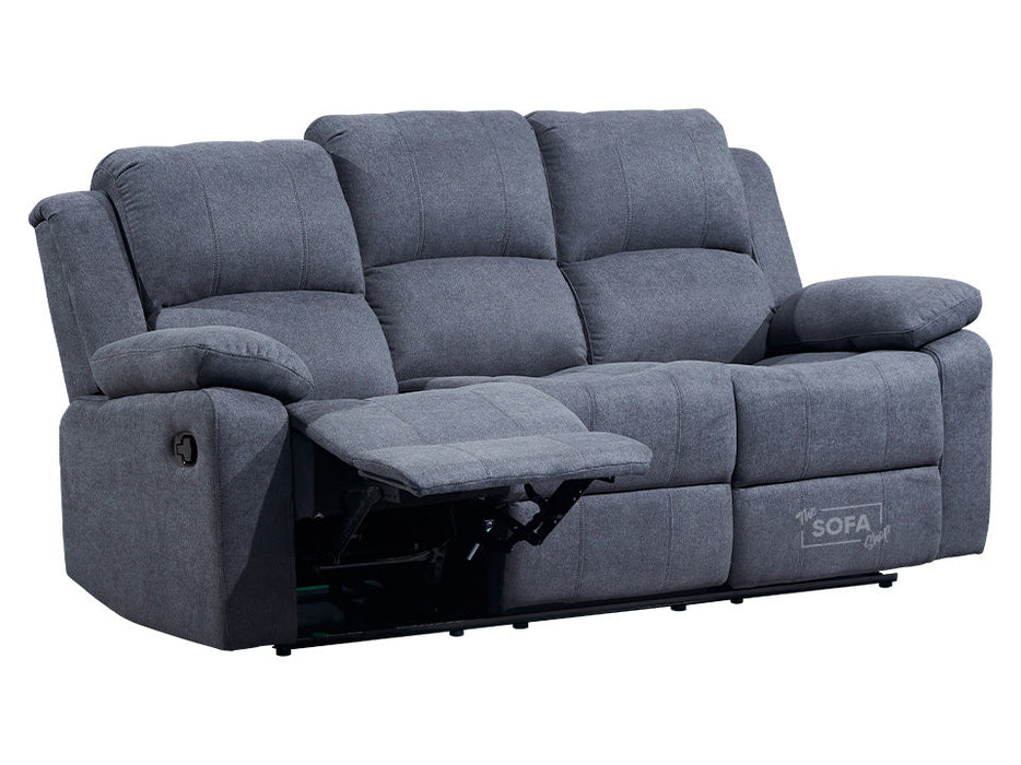 3 Piece Sofa Set - Recliner Sofa - 3+3+3 Seat Sofa Suite Package in Dark Grey Fabric with Folding Table & Cupholders - Trento