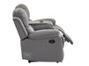 3 Seater Recliner Sofa in Grey Leather with Drop-Down Table & Cup Holders - Trento