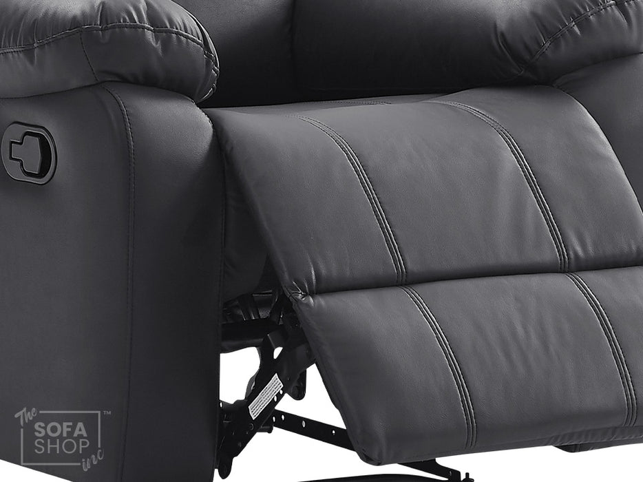 3 2 1 Recliner Sofa Set. 3 Piece Recliner Sofa Package Suite in Black Leather with Drop-Down Table & Drink Holders- Trento