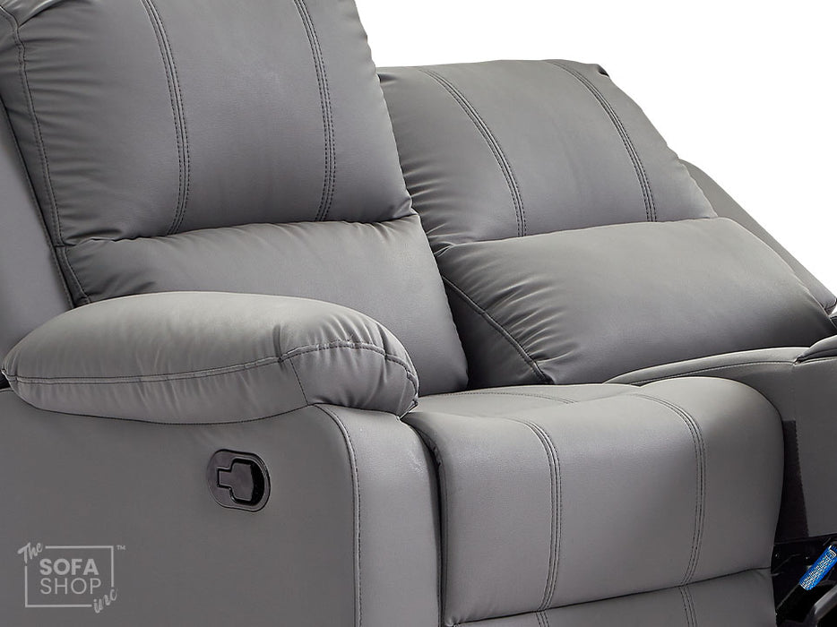 3 2 Recliner Sofa Set. 2 Piece Recliner Sofa Package Suite in Grey Leather with Drop-Down Table & Drink Holders- Trento