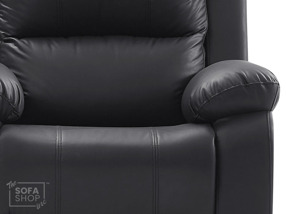 2+1 Recliner Sofa Set inc. Chair in Black Leather - Trento