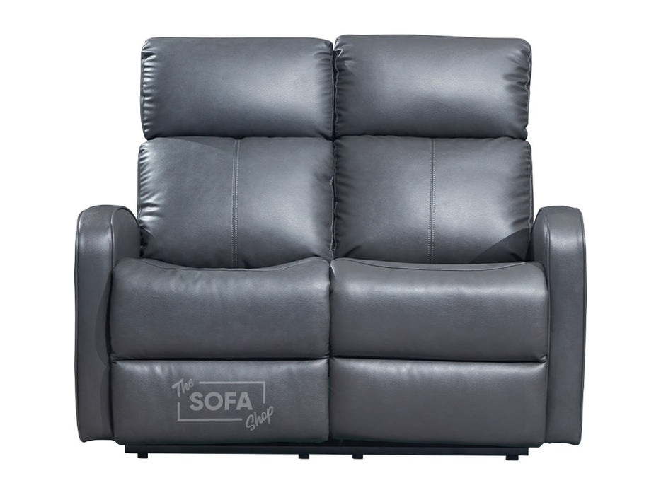 2 Seater Leather Recliner Sofa in Grey - Parma