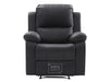 3 2 1 Recliner Sofa Set. 3 Piece Recliner Sofa Package Suite in Black Leather with Drop-Down Table & Drink Holders- Trento