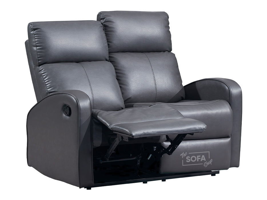 2 Seater Leather Recliner Sofa in Grey - Parma