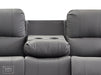 3 Seater Recliner Sofa in Grey Leather with Drop-Down Table & Cup Holders - Trento