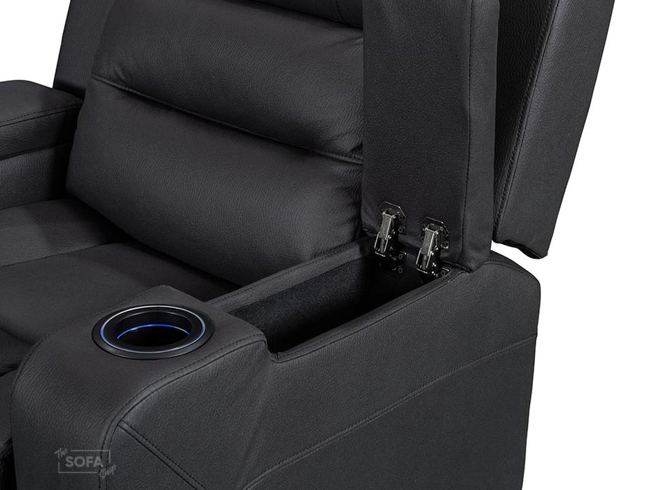1+1 Set of Sofa Chairs. 2 Recliner Cinema Chairs in Black Fabric - Siena