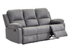 3 Seater Recliner Sofa in Grey Leather with Drop-Down Table & Cup Holders - Trento