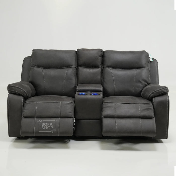 2 Seater Electric Recliner With Massage & Bluetooth | Scratch Mark | Vinson Grey Fabric | Ex-Display