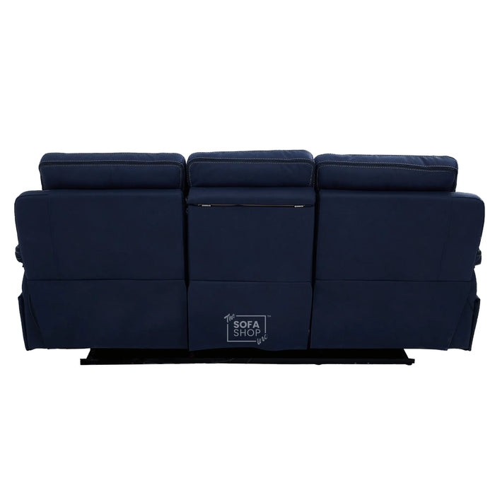 3 Seater Blue Fabric Electric Recliner Cinema Sofa | Hi-Tech Sofa With Massage, Heat, Multi-Link Bluetooth, Fold-Down Table & Wireless Charger, Power Headrest | Tuscany | The Sofa Shop