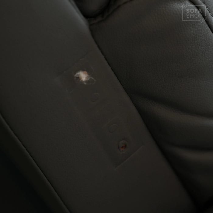 3 Seater Electric Recliner Cinema Sofa In Grey Leather | Table Stuck, Left Side Scuffed, No Ears | Siena | Second Hand Sofa 120