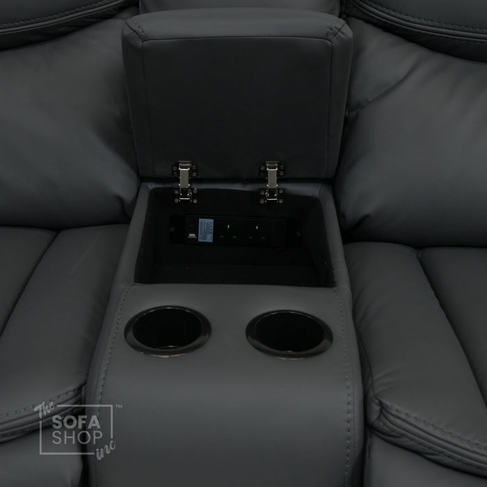 Electric Recliner Corner Sofa With Power Recline & Wireless Charging | Mismatched Stitching & Sunken Seats | Highgate | Second Hand Sofa 34