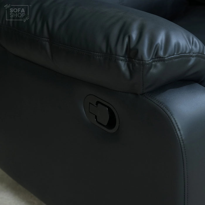 1 Seater Leather Recliner Cinema Sofa in Black | Manual Reclining Sofa with Fully Reclining Mechanism | Trento  | Second Hand Sofas 1