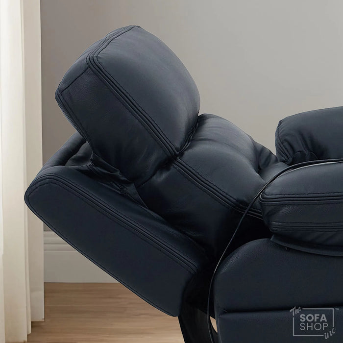 1 Seater Cinema Chair in Black Genuine Leather | Hi-Tech Cinema Chair with Power Recline + Power Headrest + Vibration Massage + Heated Lumbar+ Power Grommet | Sicily | The Sofa Shop