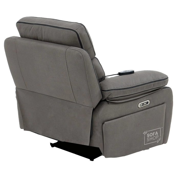 1 Seater Graphite Fabric Electric Recliner Cinema Armchair | 8-Point Massage, Heat, Cooling Cupholder, Power Headrest & Power Grommet | Tuscany | The Sofa Shop