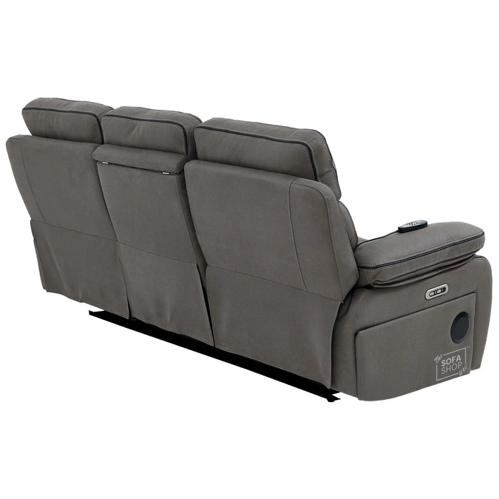 3 Seater Electric Recliner Cinema Sofa in Graphite Dark Grey Fabric | Hi-Tech Sofa with Cooling Cupholder + Massage + Heat + Power Headrest + USB Ports + Speakers | Tuscany | The Sofa Shop