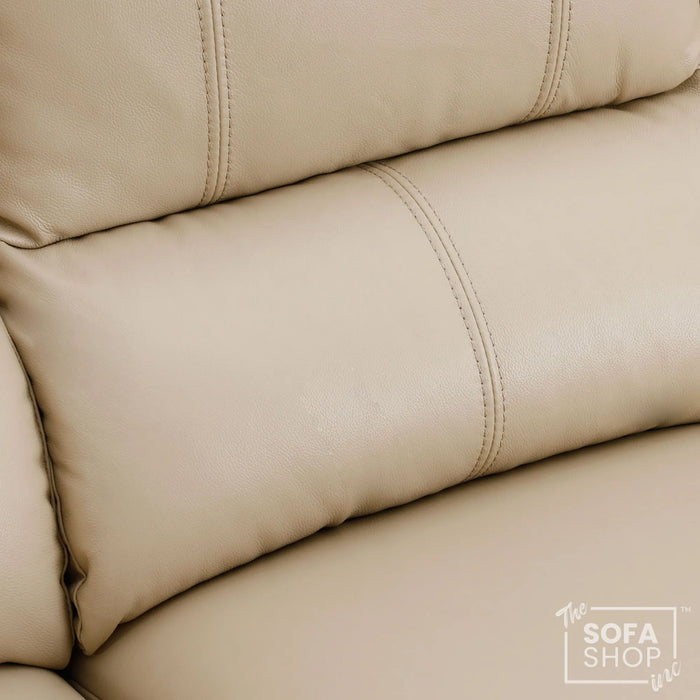 2 Seater Electric Recliner Sofa In Cream Real Leather | Smooth Power Recliner, USB-C Charging | Trento | The Sofa Shop