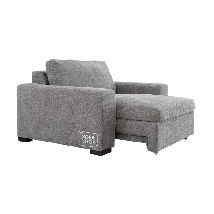 Power Sliding Sofa & Sofa Bed In One | 1 Seater Electric Extendable Chair | USB+C Charging & Grey Chenille Fabric | Home Cinema Seating | Palma | The Sofa Shop