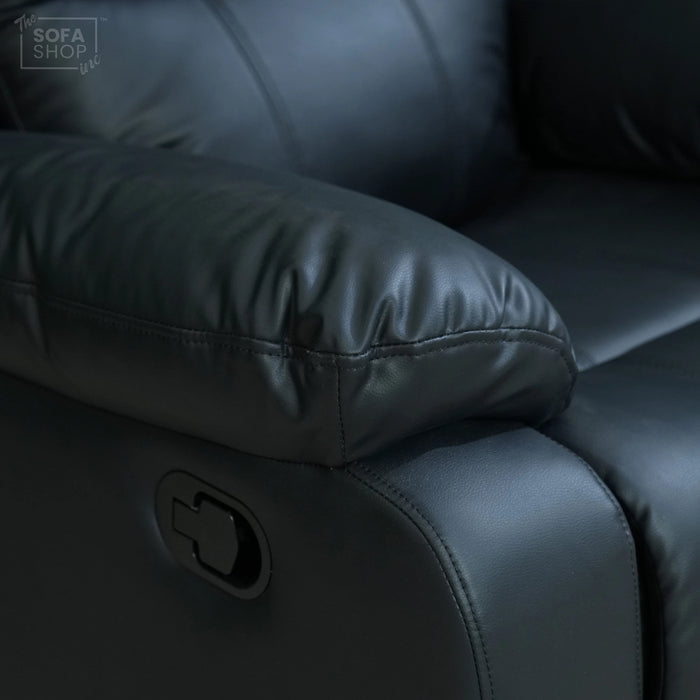 1 Seater Leather Recliner Cinema Sofa in Black | Manual Reclining Sofa with Fully Reclining Mechanism | Trento  | Second Hand Sofas 1