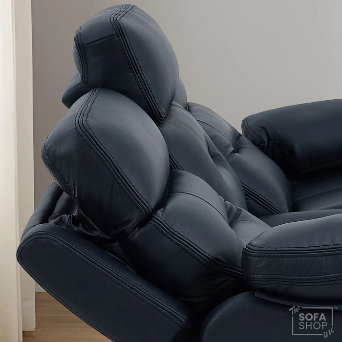 3 Seater Cinema Sofa in Black Genuine Leather | Hi-Tech Couch with Power Recline + Power Headrests + Wireless Charging + Sockets + Speakers | Sicily | The Sofa Shop