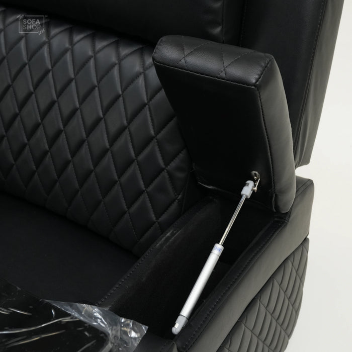 3 Seater Black Leather Electric Smart Recliner With Massage & Tray Tables | Venice | SS33