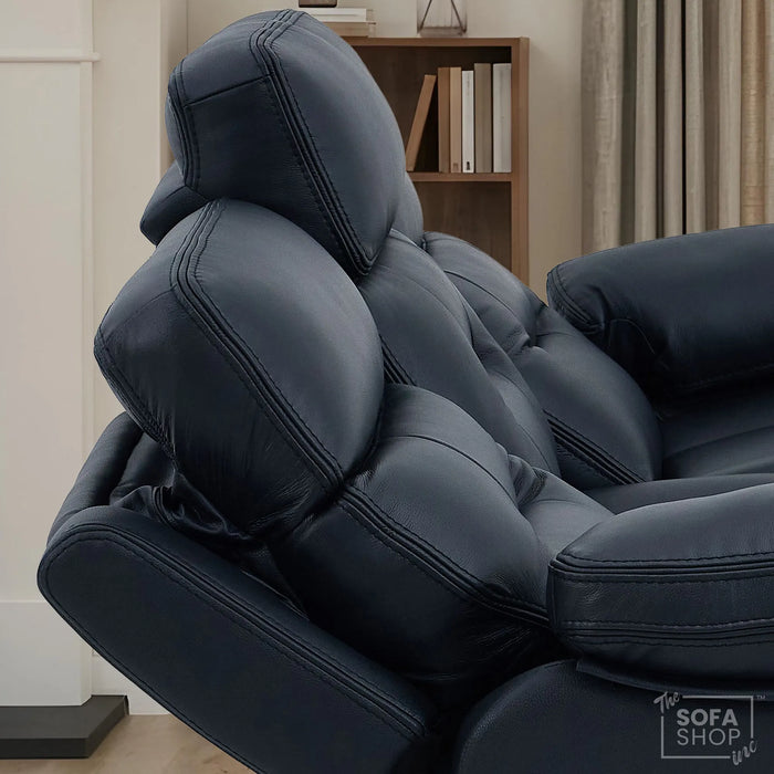 3 Seater Cinema Sofa in Black Genuine Leather | Hi-Tech Couch with Power Recline + Power Headrests + Wireless Charging + Speakers | Sicily | The Sofa Shop